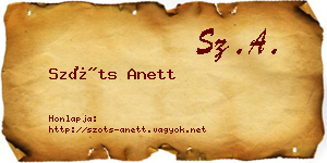 Szőts Anett névjegykártya